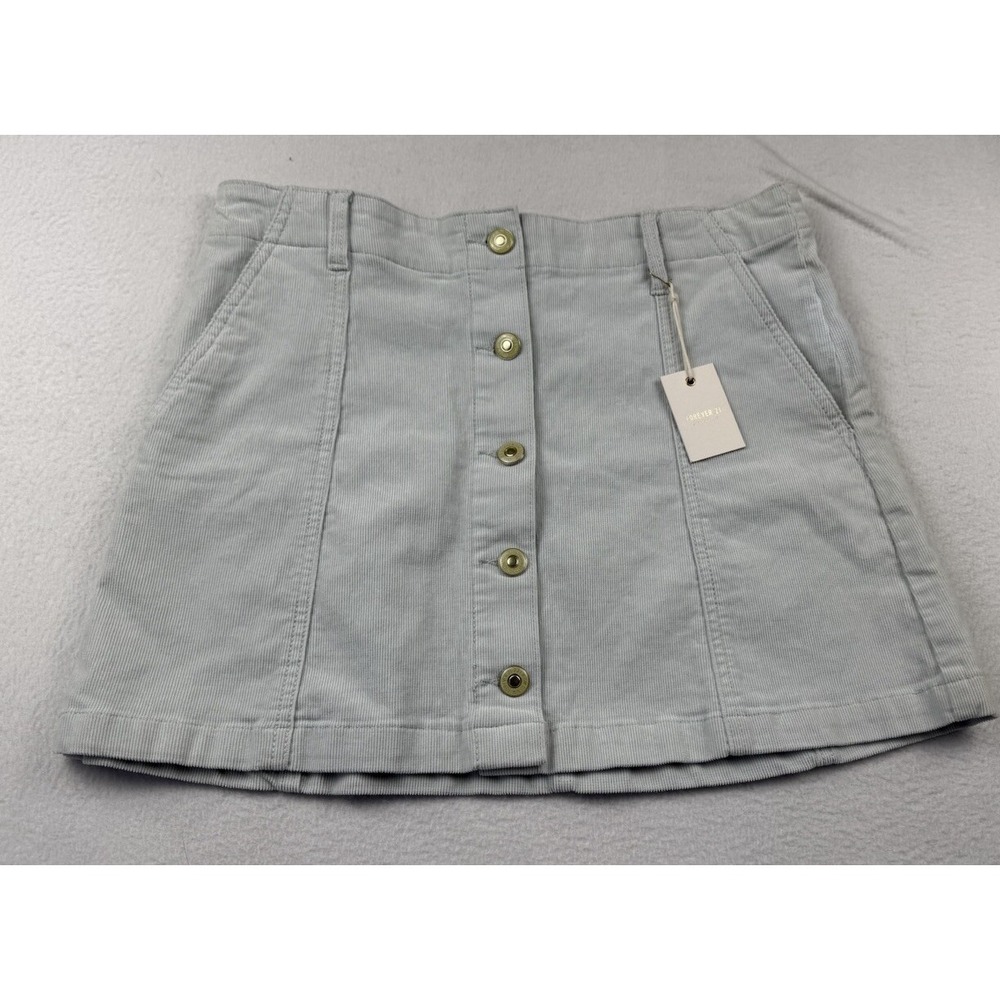 Forever 21 Dusty Blue Corduroy Skirt Size 30 NWT